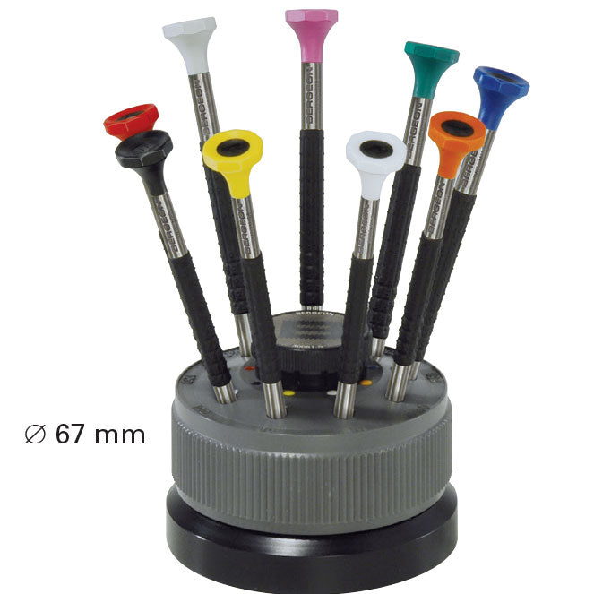 Screwdrivers Set on Rotating Stand - 9 Stainless Steel Watchmaker Screwdrivers