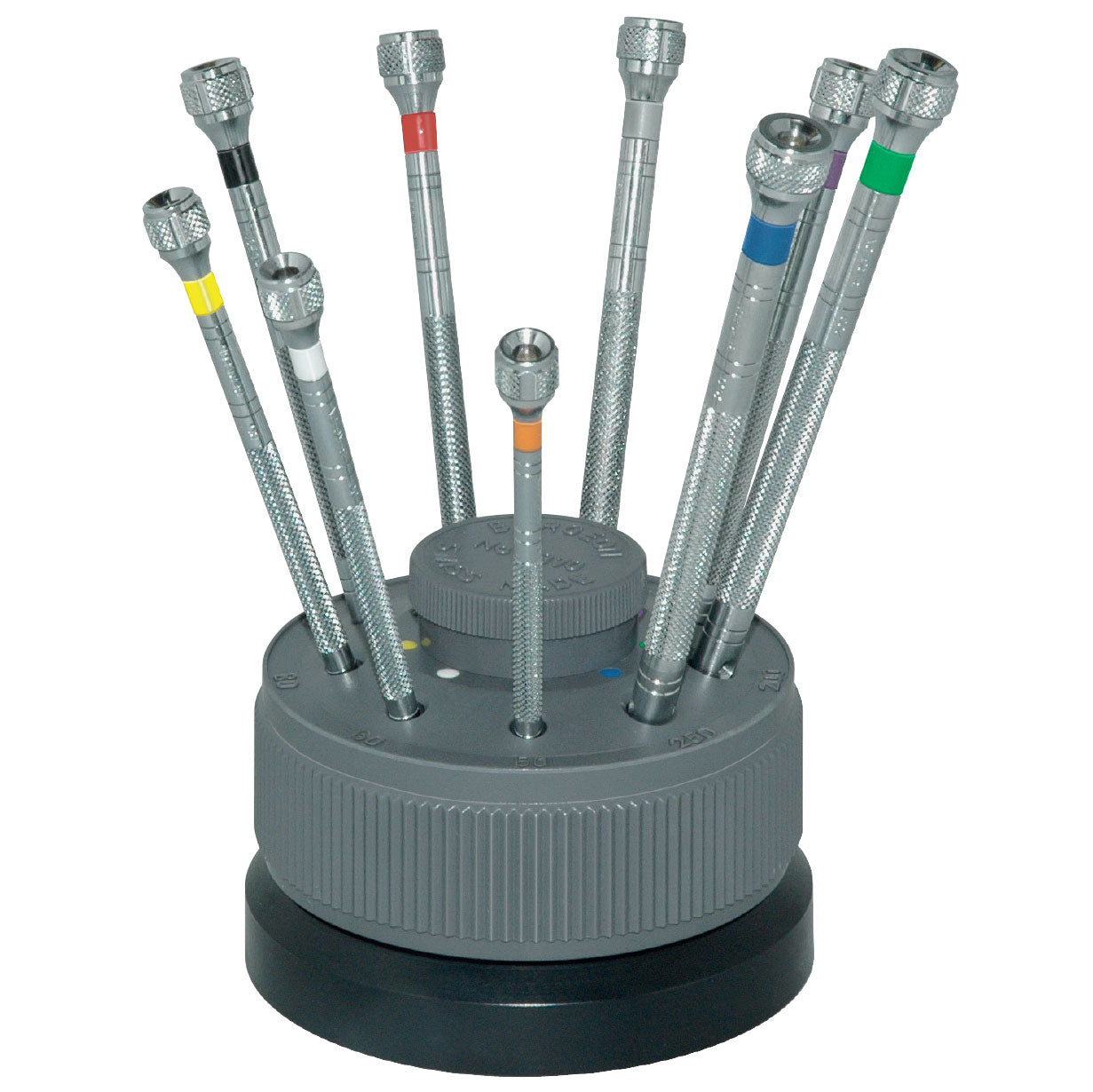  Rotating stand w/ 9 Chromed Bergeon Screwdrivers