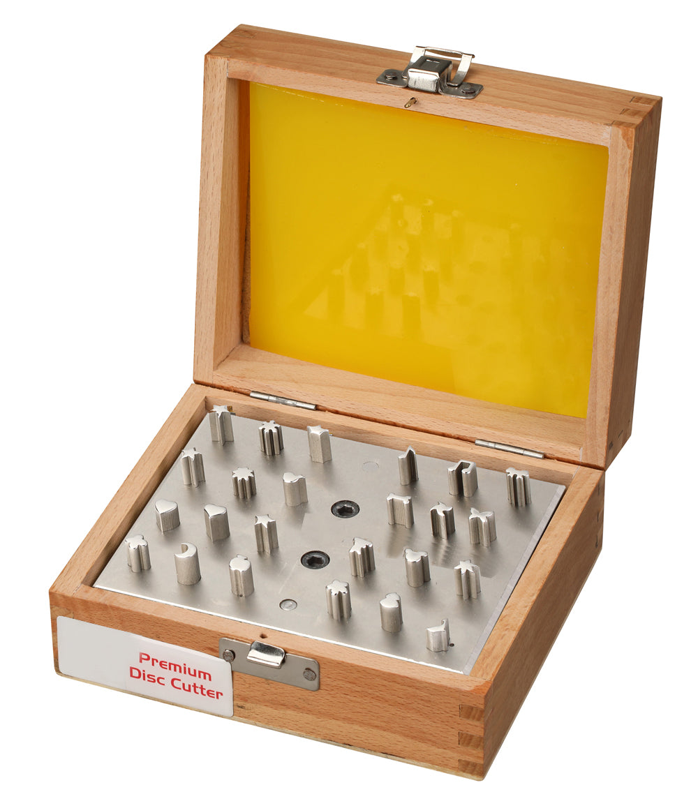 Fancy Shape Disc Cutter with 24 Dies in Wooden Box