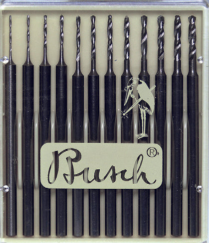 BUSCH TWIST DRILL SET OF 12, 0.05-1.6 MM