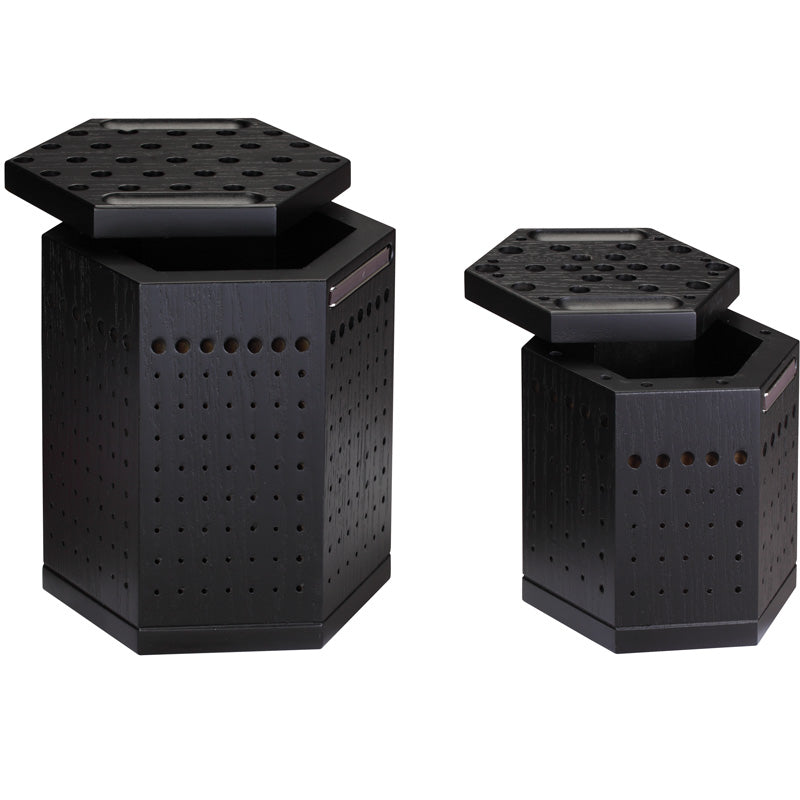 Rotating Bur & Tool Caddy Stand - Hexagonal Design Wood Finish