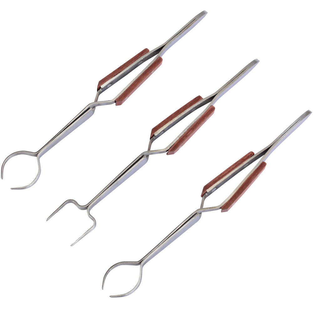 Work Holding Tweezers Set of 3 w/ Fibre Grips