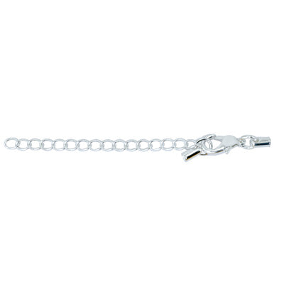 Light Tube Cord Ends w/ Lobster Clasp & Chain - Silver Plated