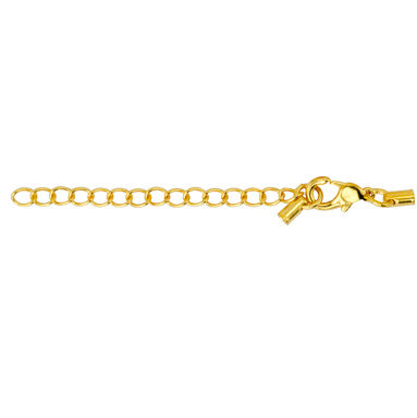 Light Tube Cord Ends w/ Lobster Clasp & Chain - Gold Plated