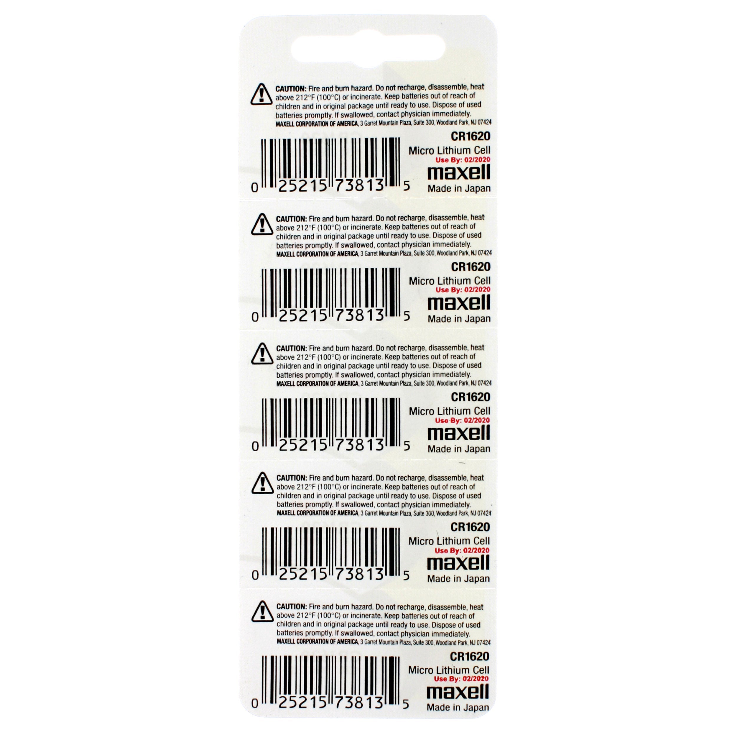 Maxell 1620 (CR1620) Battery, Pk/5