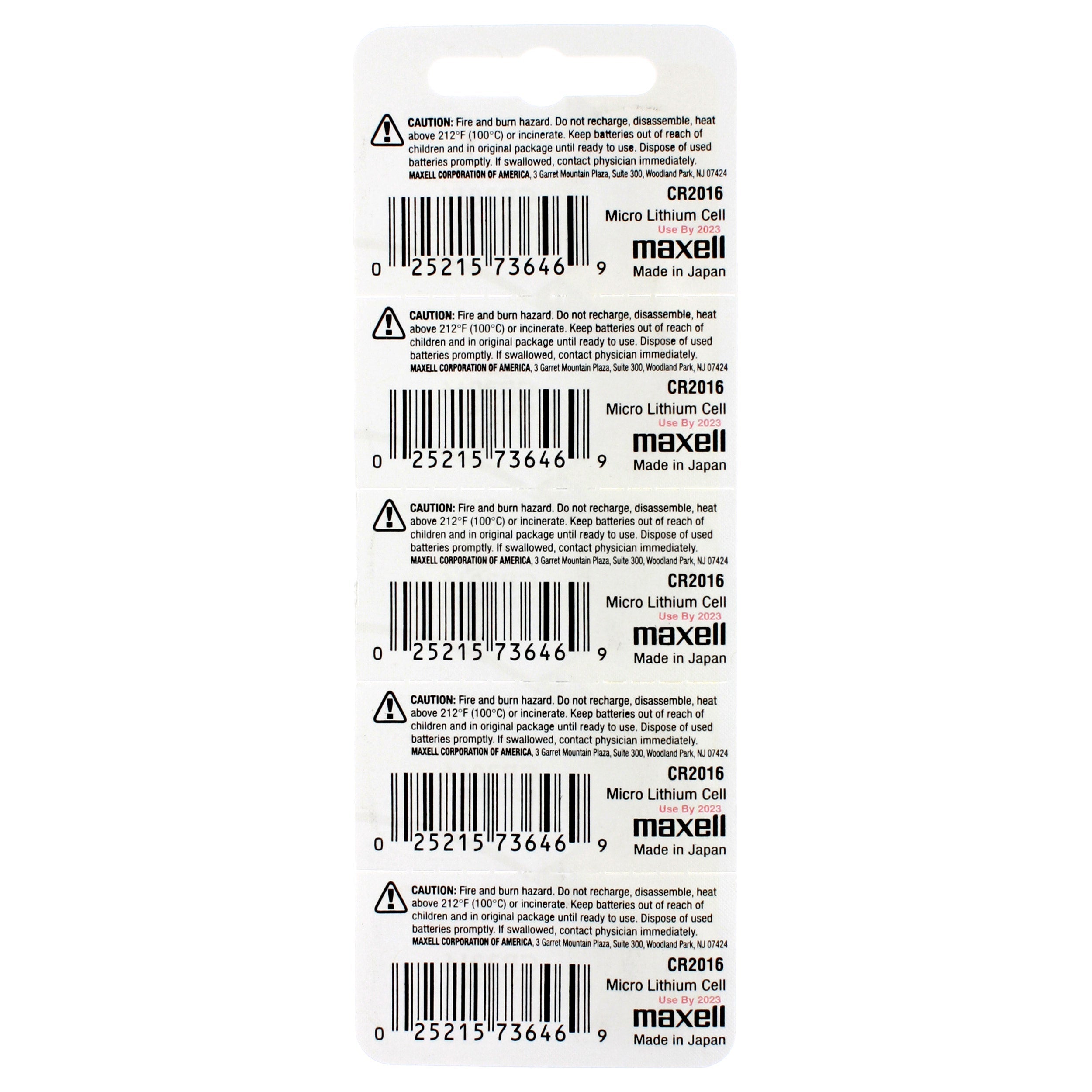 Maxell 2016 (CR2016) Battery, Pk/5