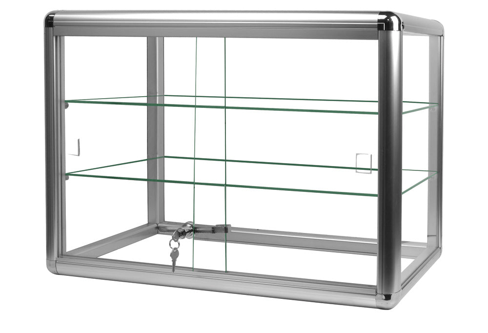 3-Level Aluminum Showcase With Sliding Doors, 24" L x 12" W