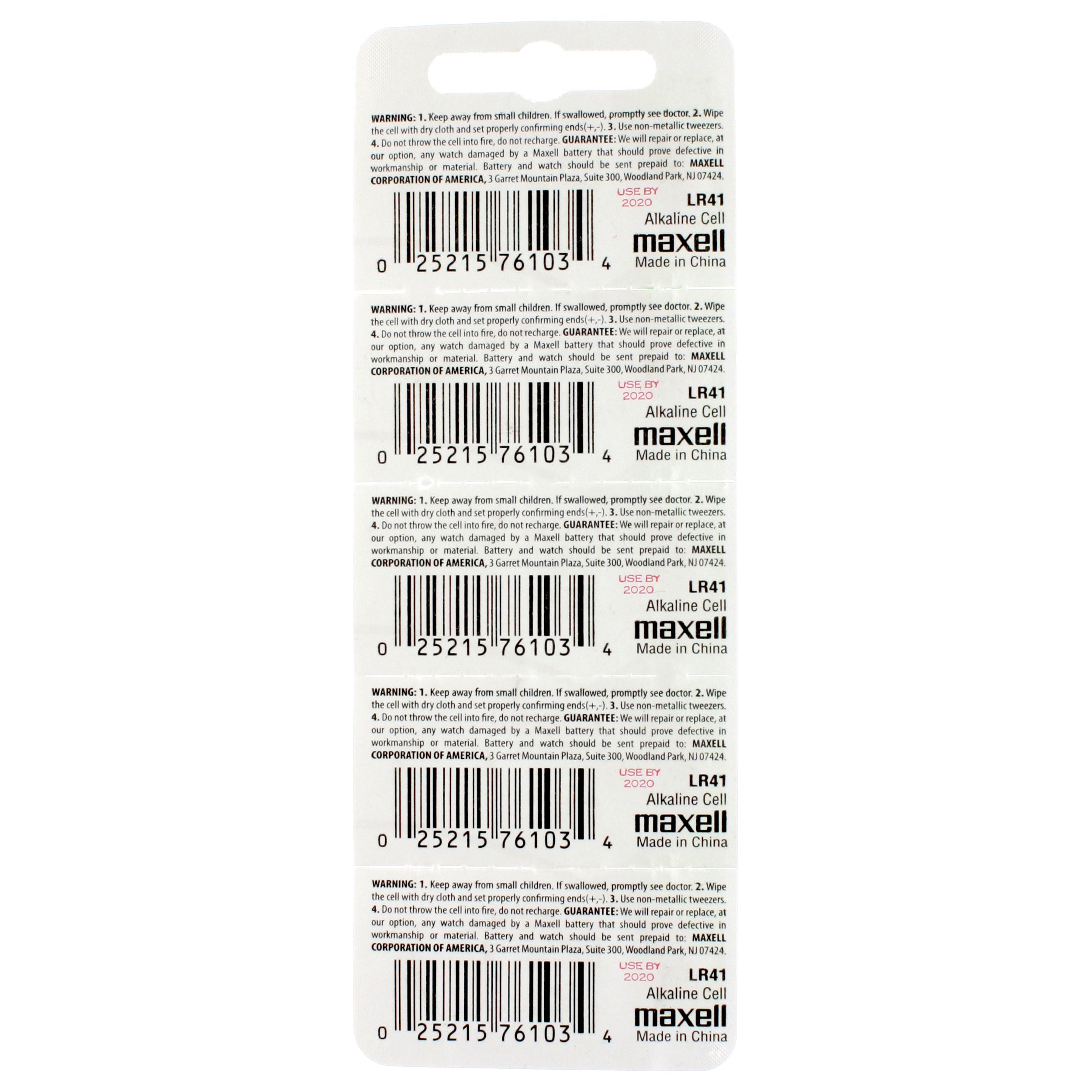 Maxell LR41 Battery, Pk/10