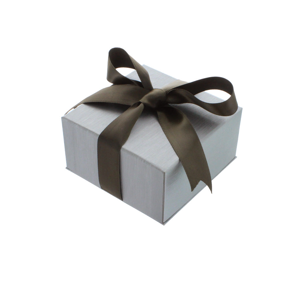 Ribbon Collection Necklace Box in Silver & Olive