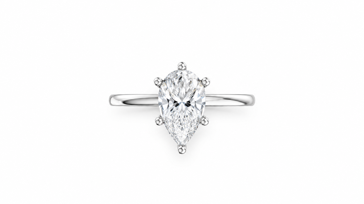 Pear-Cut Lab Diamond Solitaire Ring — IGI Certified