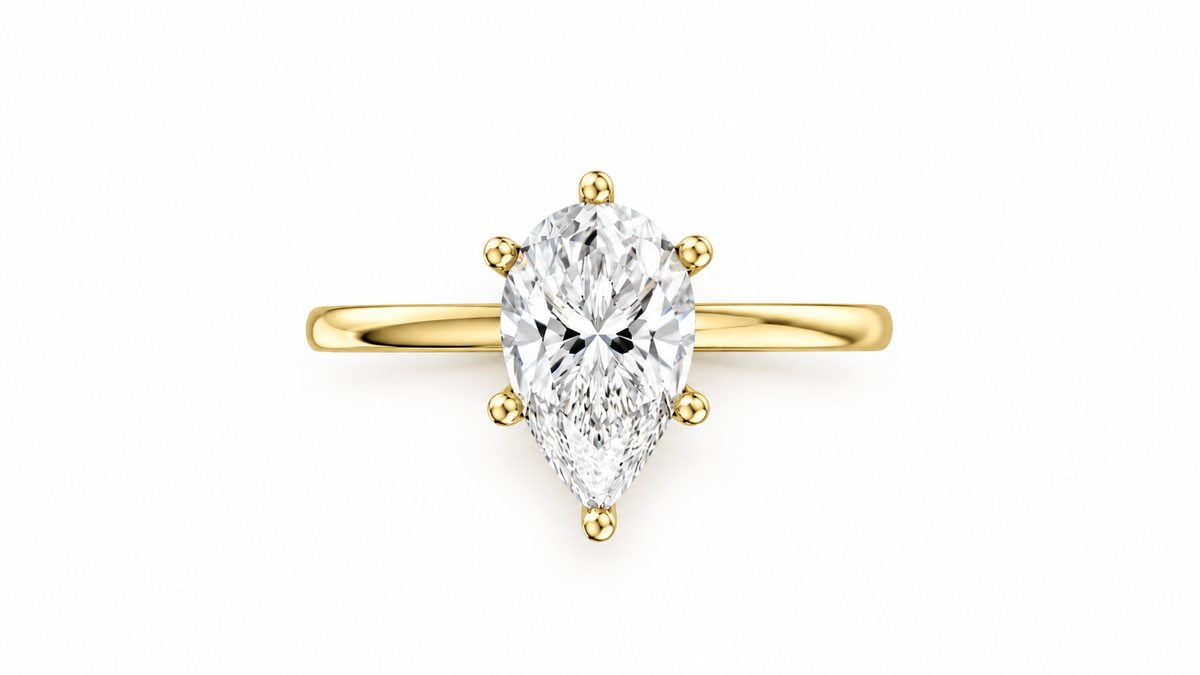 Pear-Cut Lab Diamond Solitaire Ring — IGI Certified