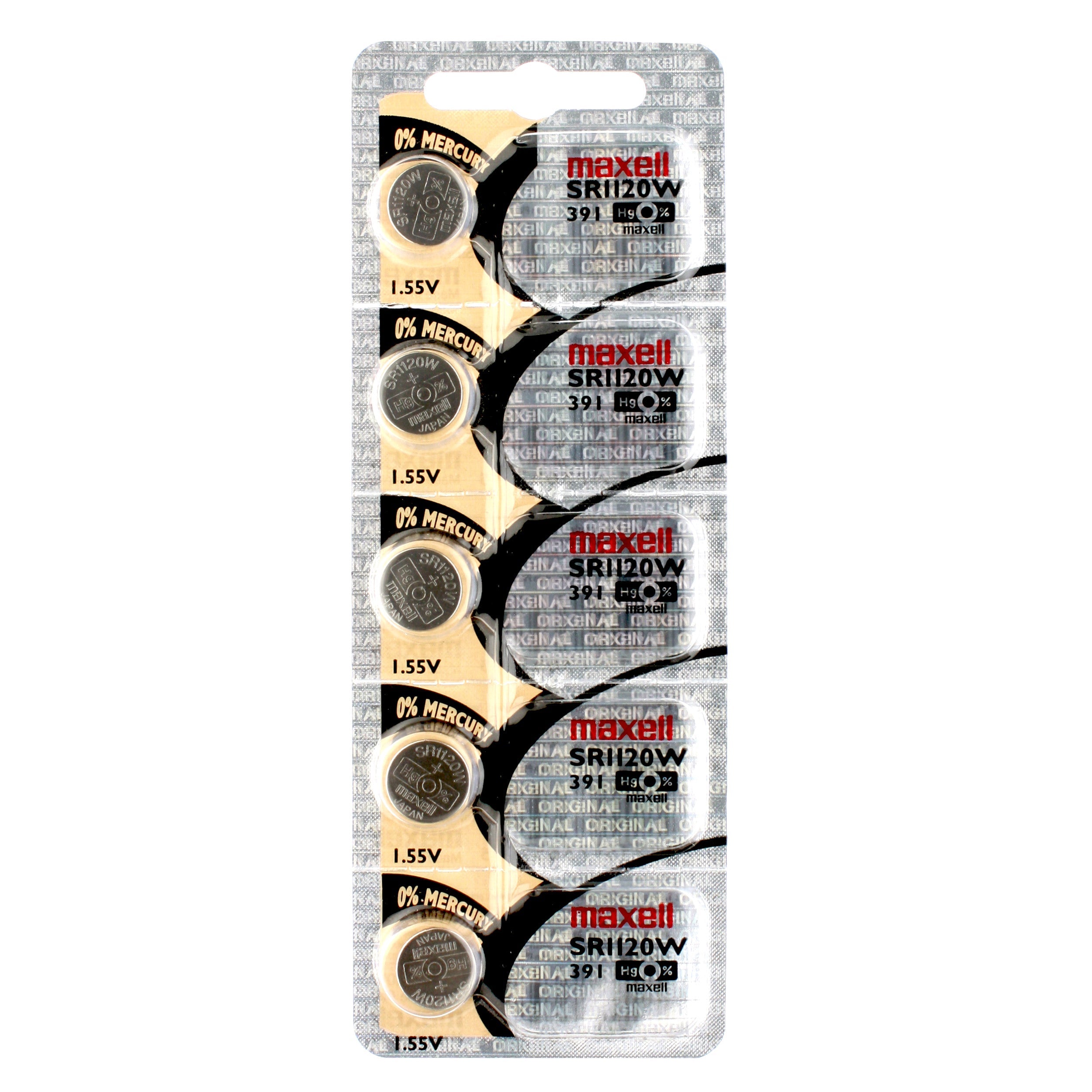 Maxell 391 (SR1120W) Battery, Pk/5