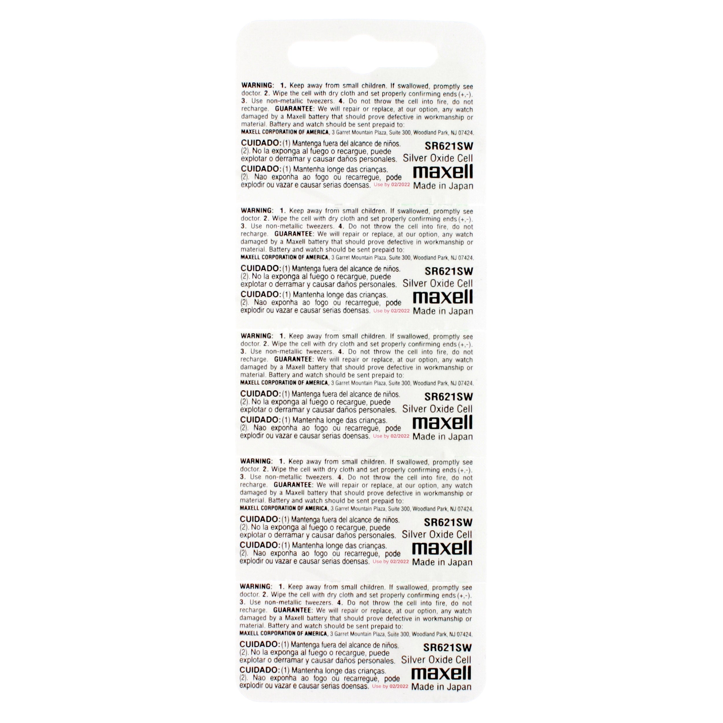 Maxell 364 (SR621SW) Battery, Pk/5