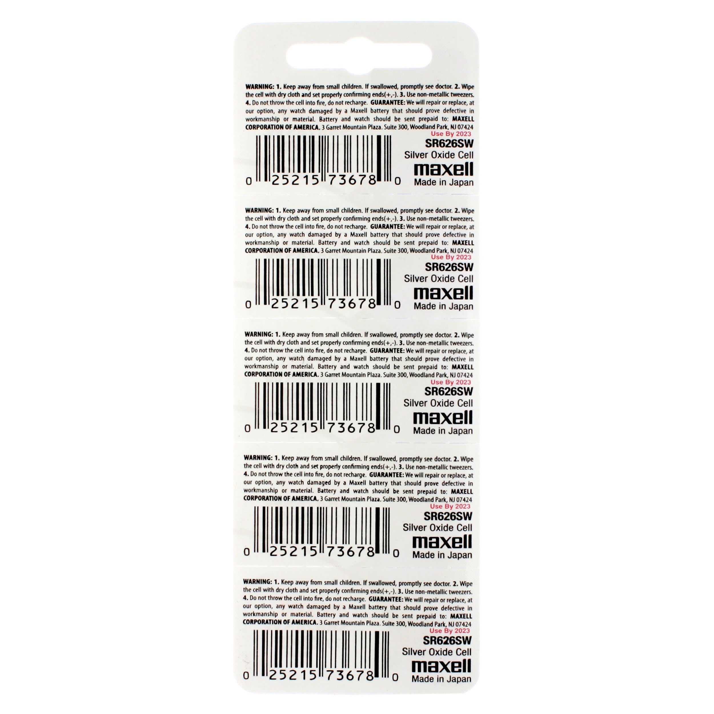 Maxell 377 (SR626SW) Battery, Pk/5