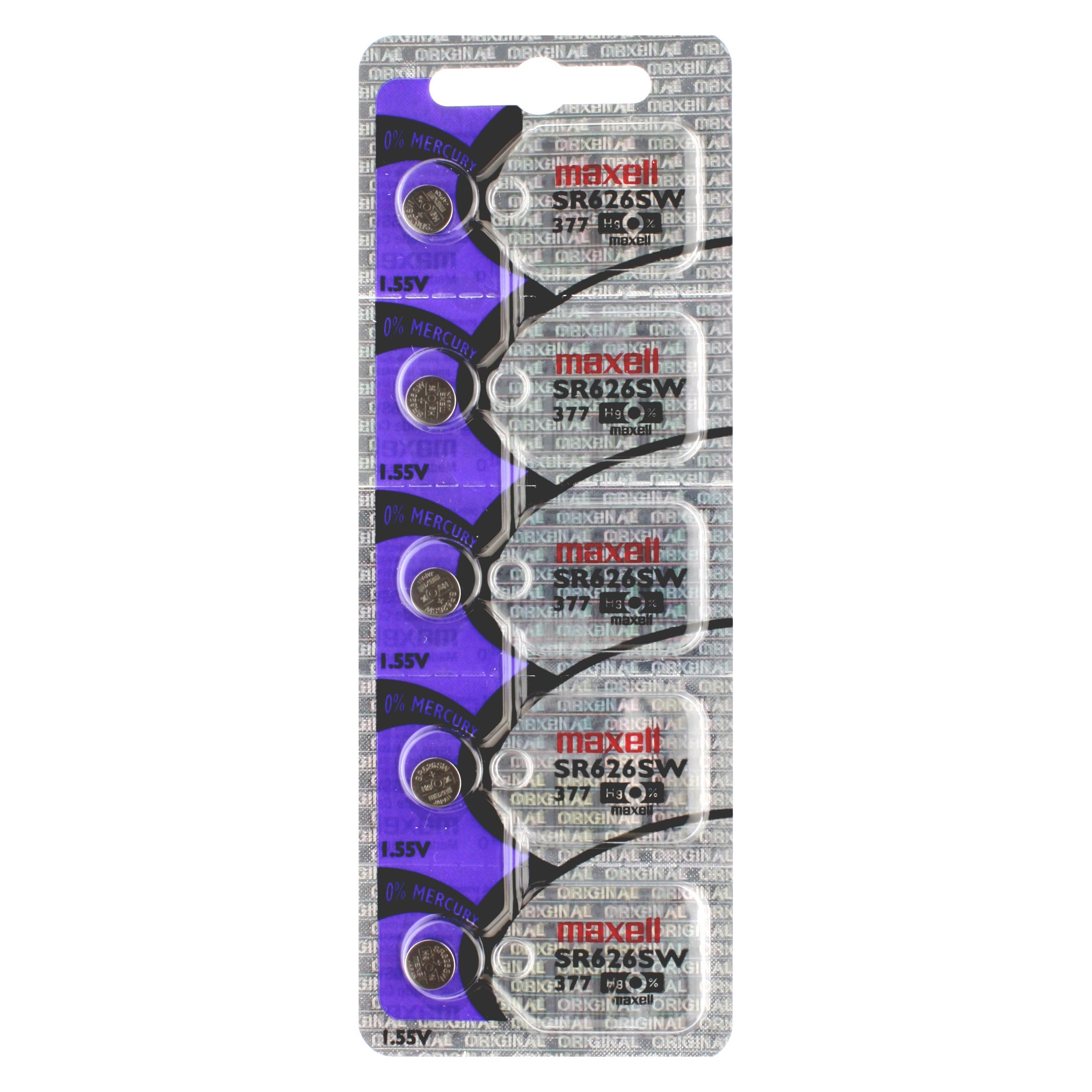 Maxell 377 (SR626SW) Battery, Pk/5