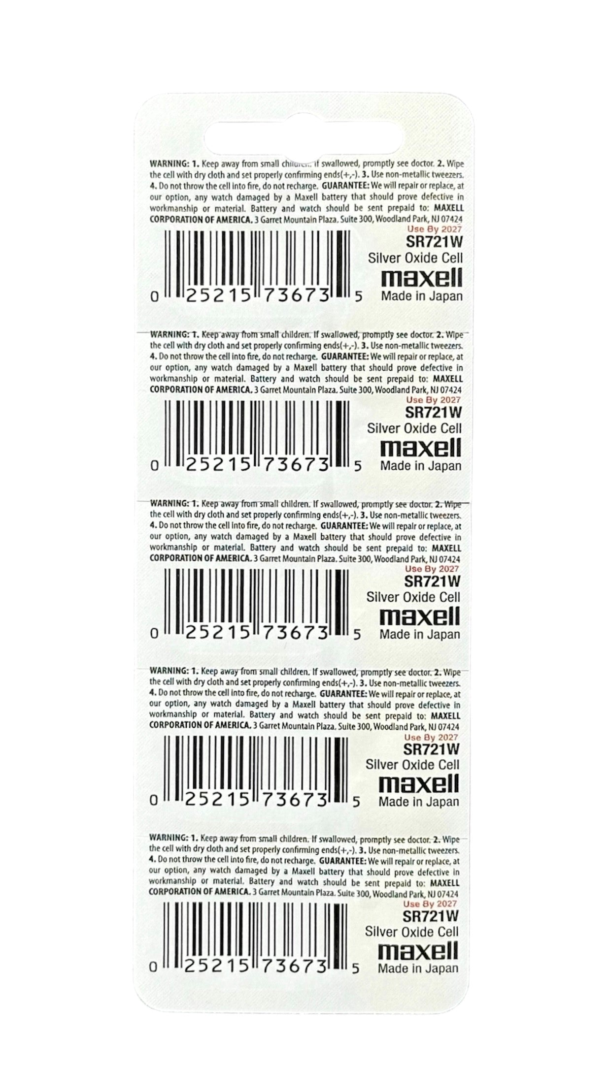 Maxell 361 (SR721W) Battery, Pk/5 (Copy)