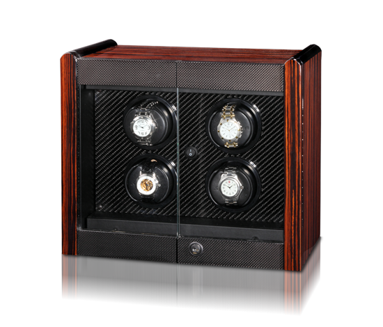 Orbita "Avanti" Self-Programming 4-Watch Winder in Macassar Ebony & Carbon Fiber