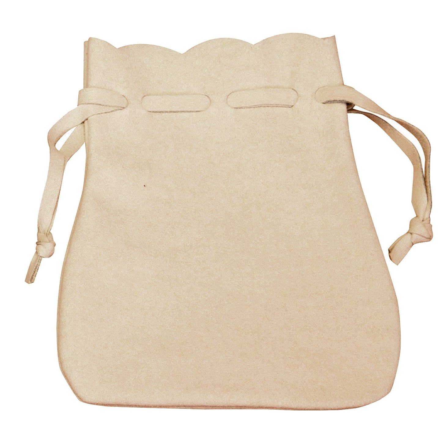 Beige Microsuede Drawstring Pouches, 4.5" L x 5.75" W