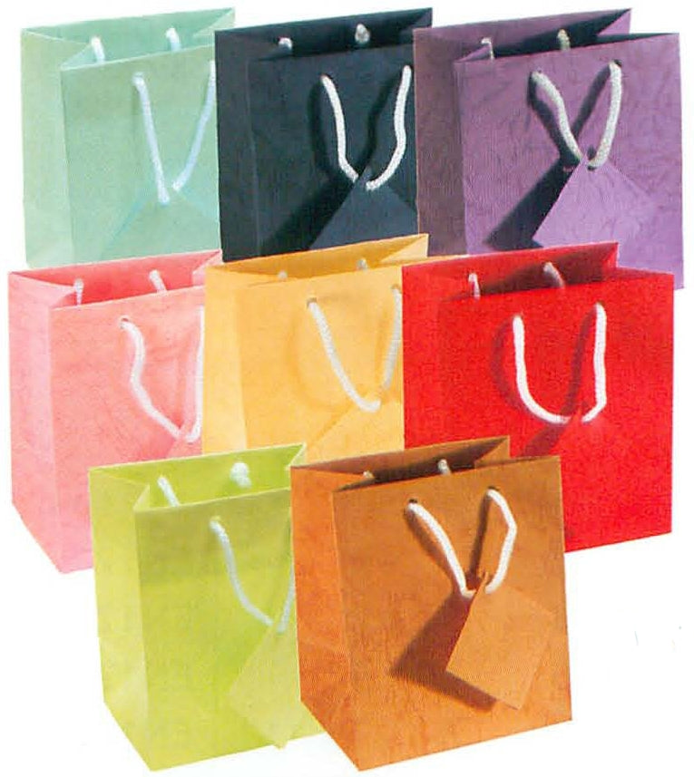 Patched Matte Tote-Style Gift Bags in Assorted Colors