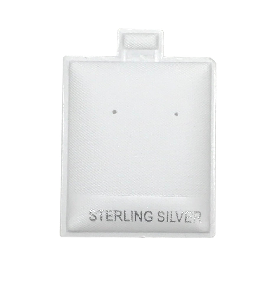 White 'Sterling Silver' Puffed Display Cards for Stud Earrings, 1.75" L x 1.5" W