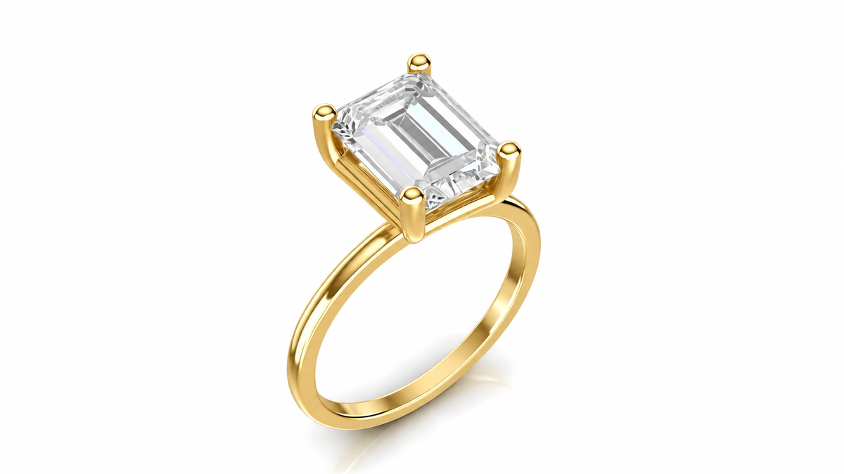 Emerald-Cut Lab Diamond Solitaire Ring — IGI Certified