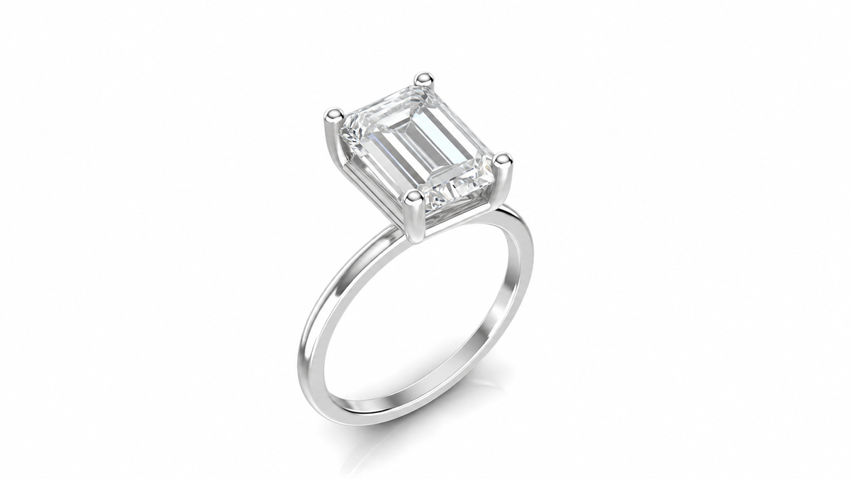 Emerald-Cut Lab Diamond Solitaire Ring — IGI Certified