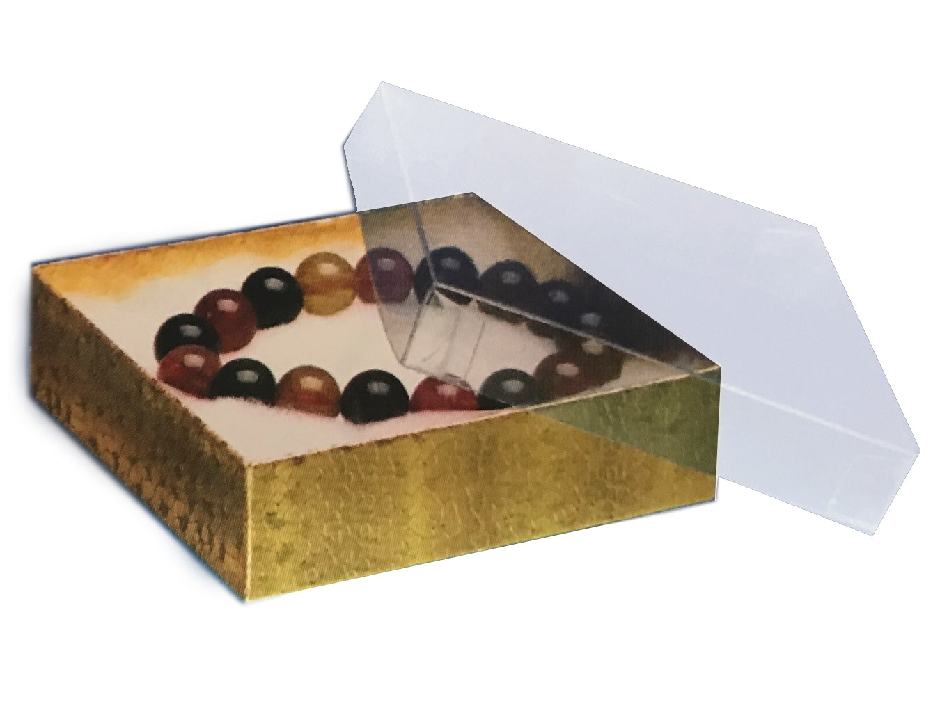 Cotton-Filled View-Top Gift Box in Gold Foil