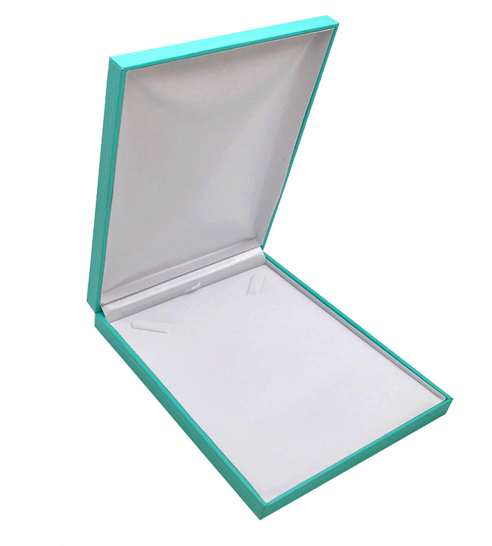 "Manhattan" Necklace Box in Turquoise w/Silver Trim