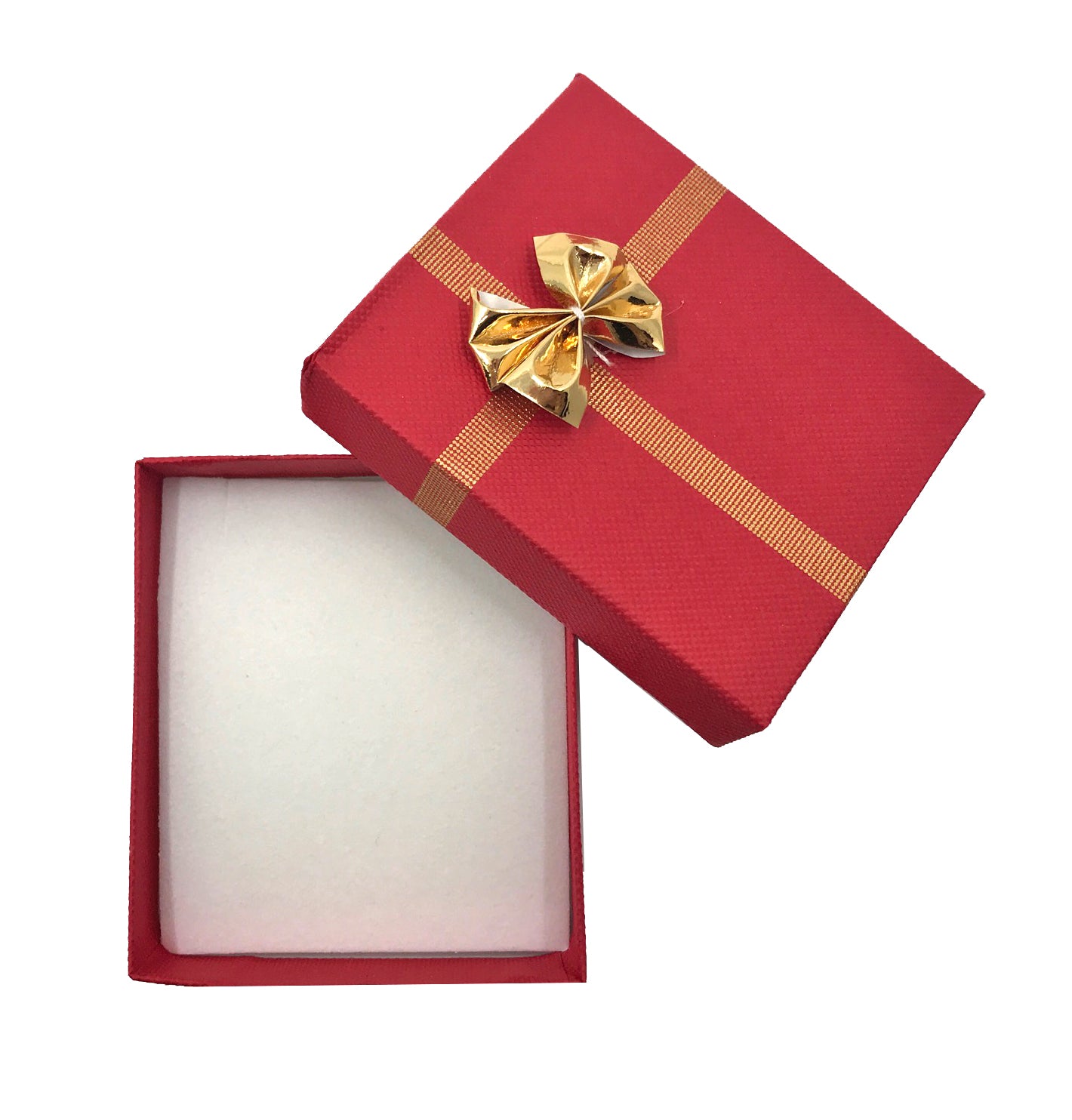 Ribbon Collection Pendant Box in Textured Crimson & Gold