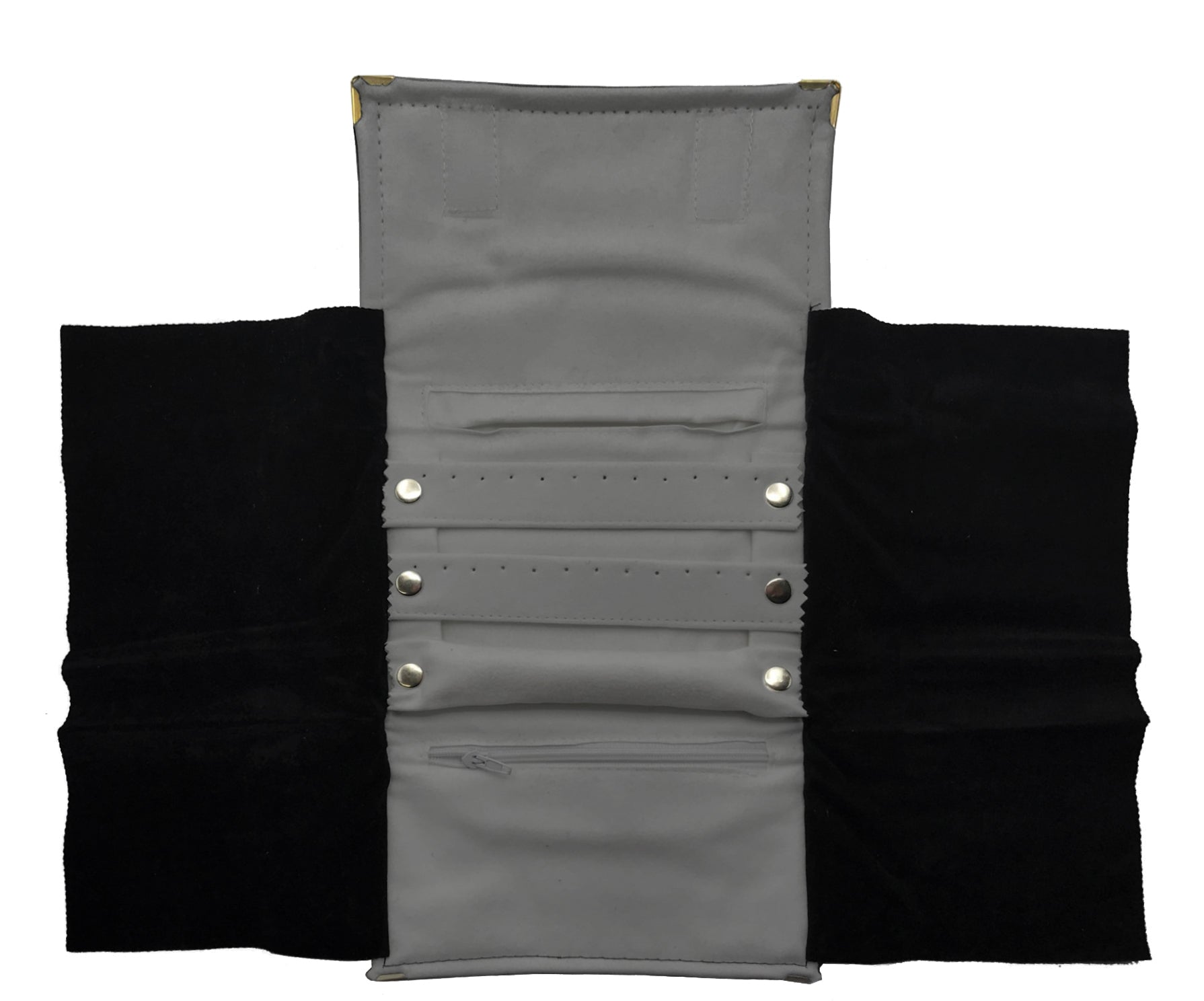 Combination Jewelry Rolls in Black Velour, 4.5 x 6.5 in.