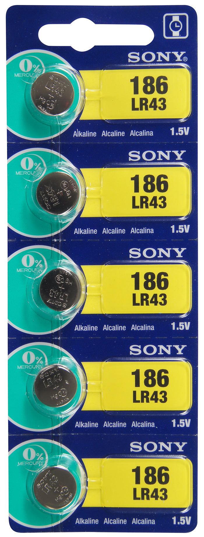 Sony/Murata LR43 (LR1142) Battery, Pk/5