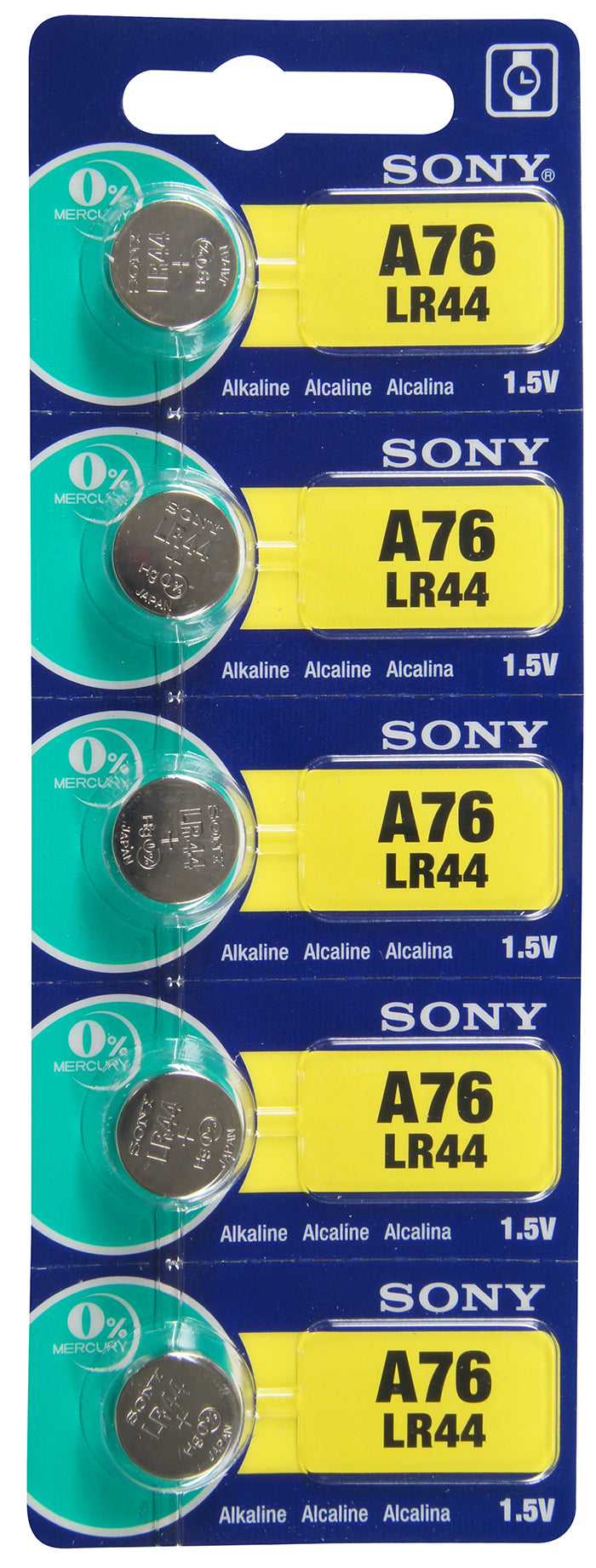 Sony/Murata LR44 (LR1154) Battery, Pk/5