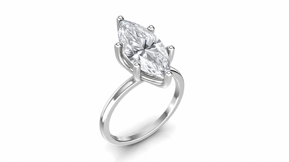 Marquise-Cut Lab Diamond Solitaire Ring — IGI Certified
