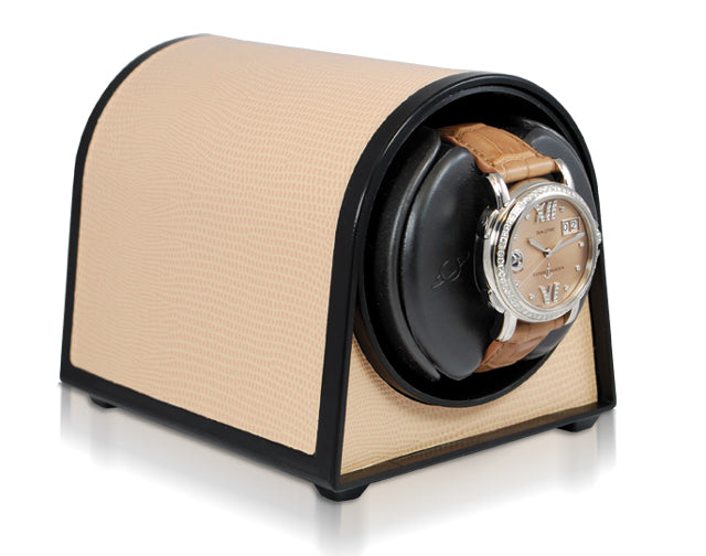 Orbita "Sparta Mini" Self-Programming Single Watch Winder in Ivory Lizard Skin