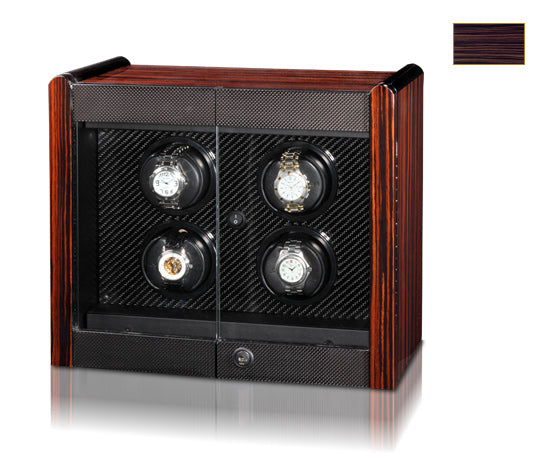 Orbita "Avanti" Self-Programming 4-Watch Winder in Macassar Ebony & Carbon Fiber