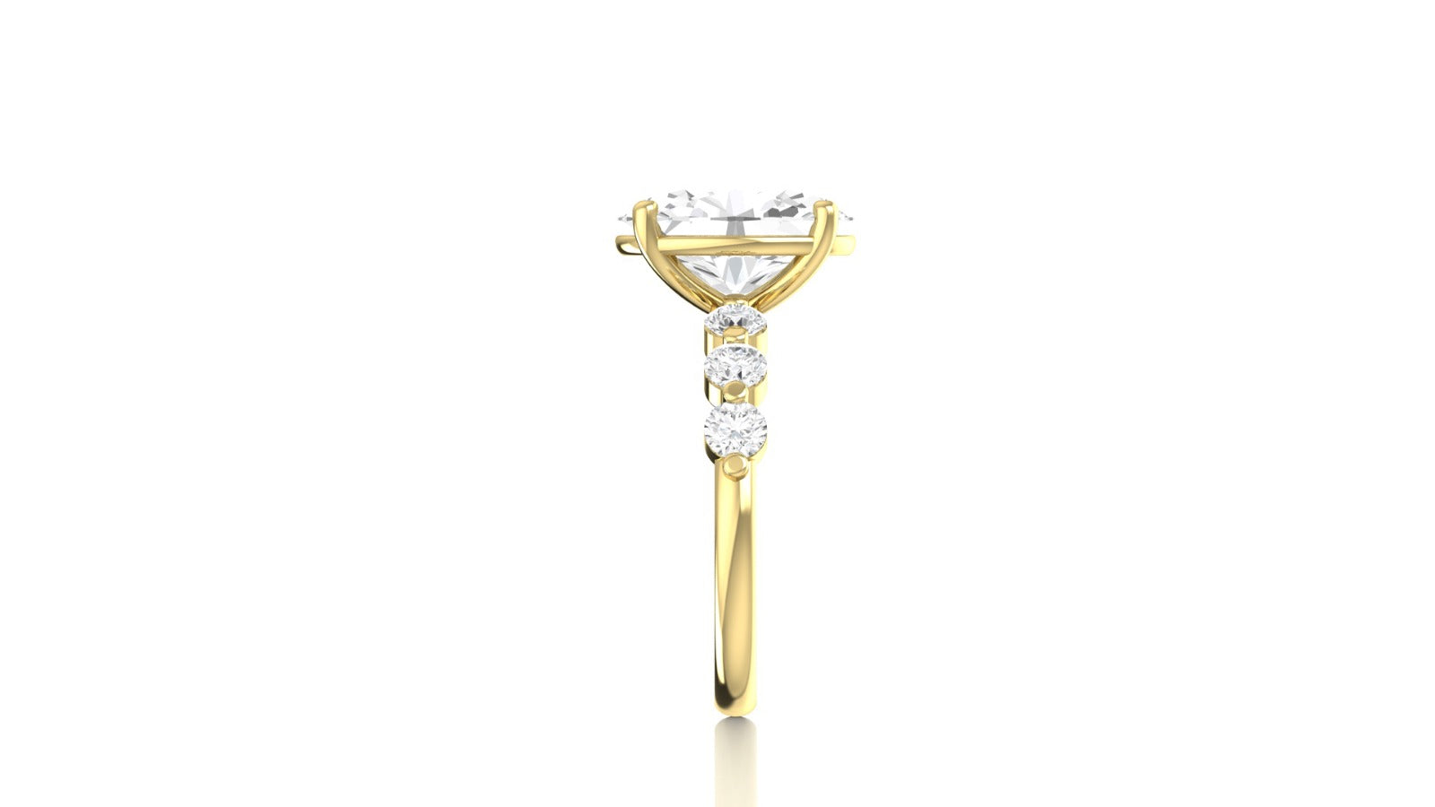 3-carat oval lab-grown diamond engagement ring in 14K gold – side-view