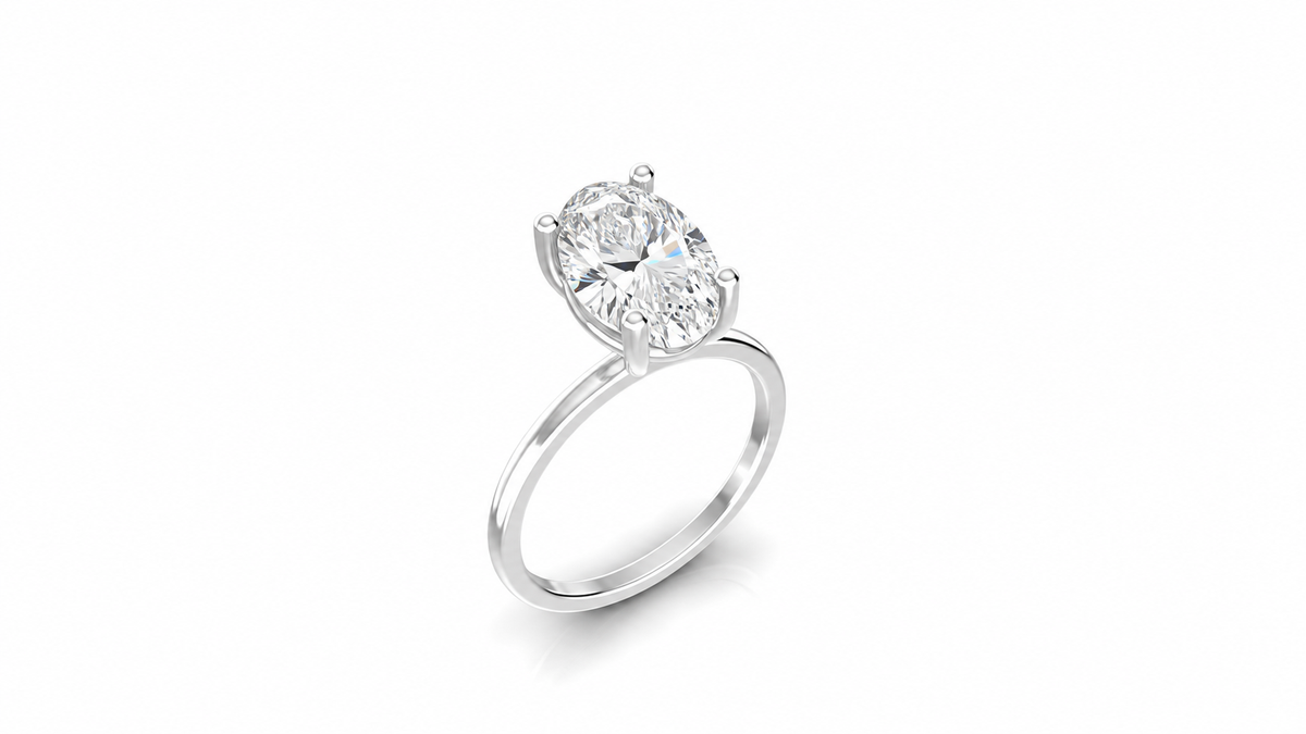 Oval-Cut Lab Diamond Solitaire Ring — IGI Certified