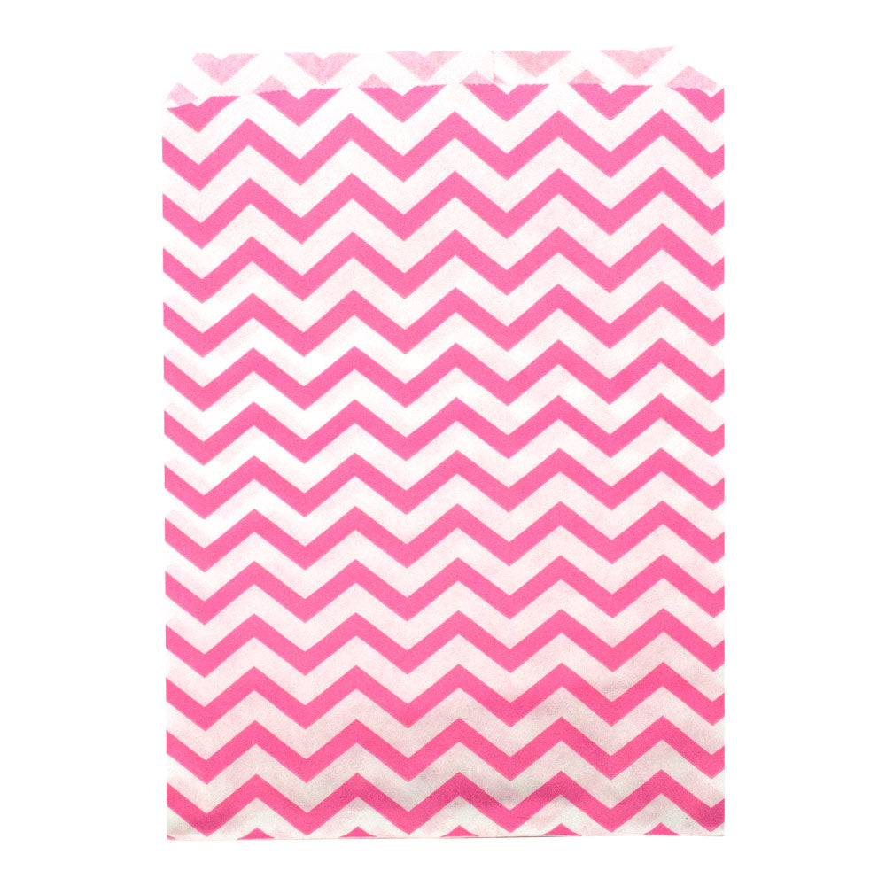 Bubblegum & White Chevron-Print Paper Gift Bags