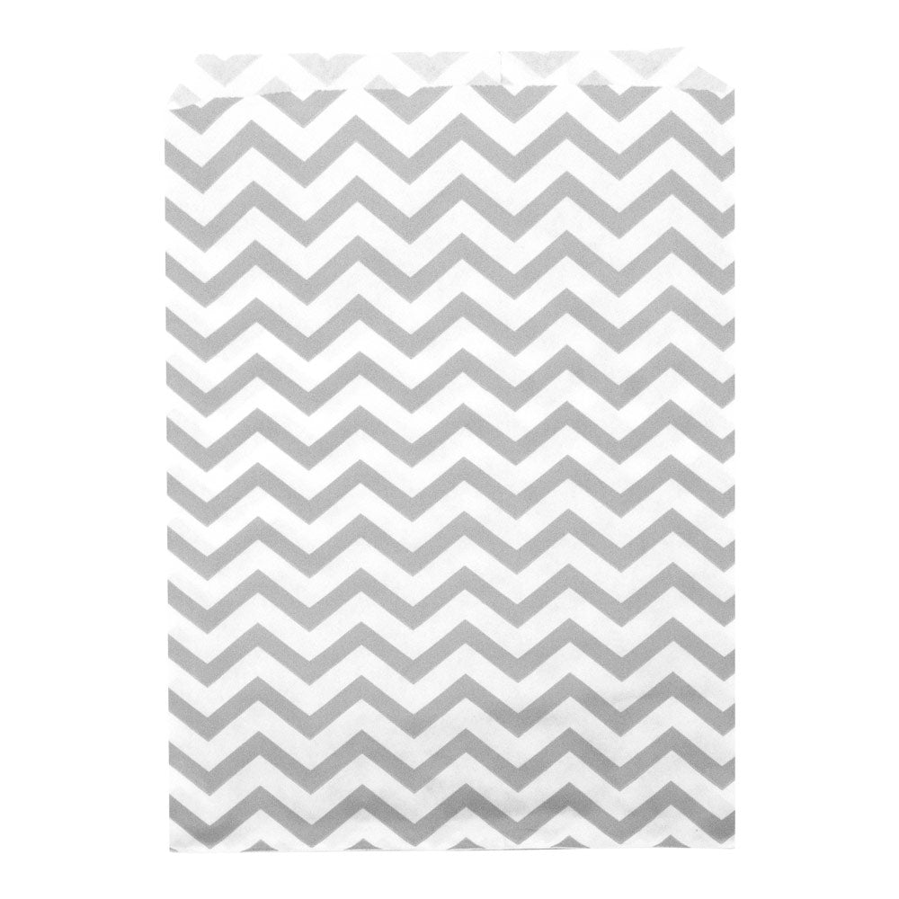 Silver & White Chevron-Print Paper Gift Bags