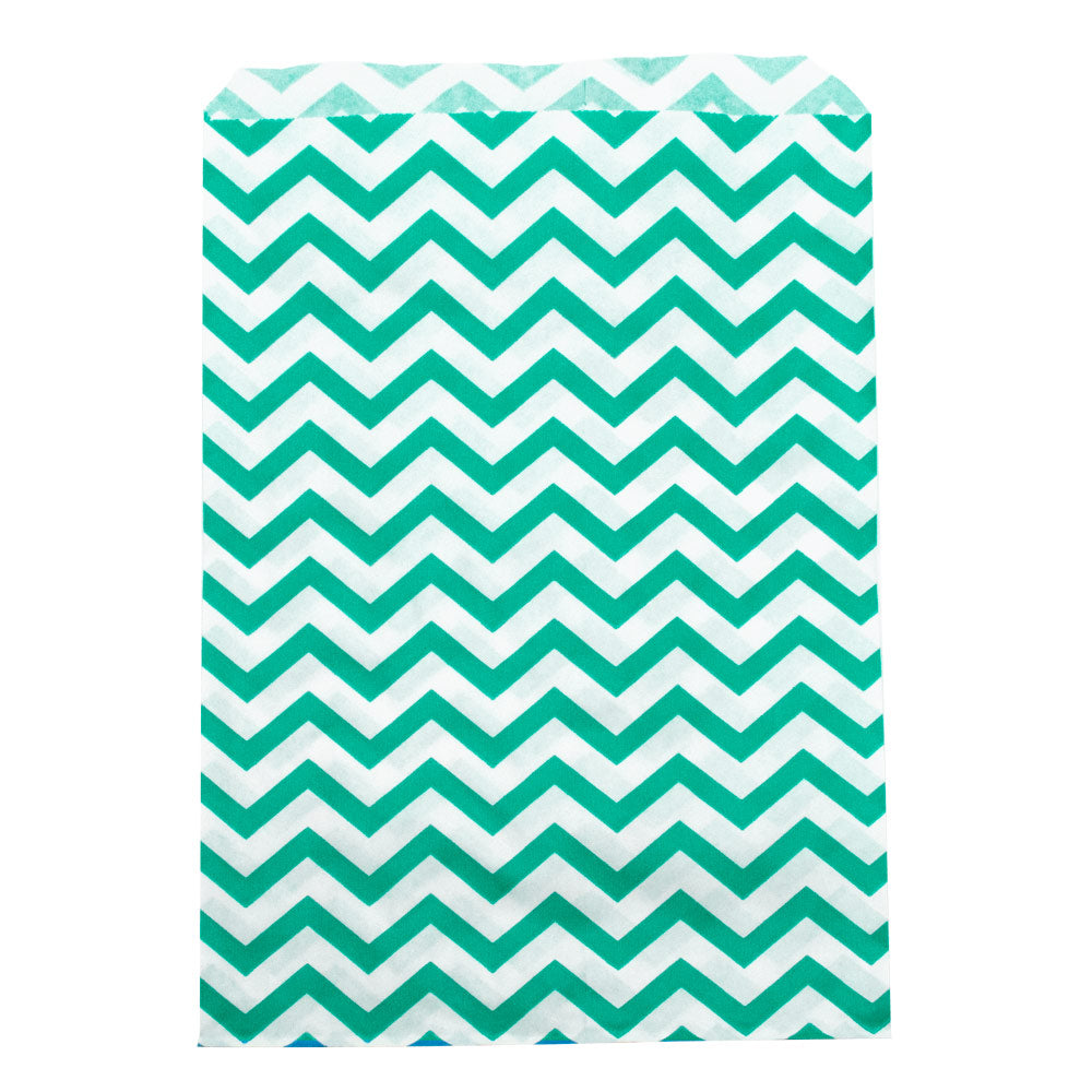 Aqua & White Chevron-Print Paper Gift Bags