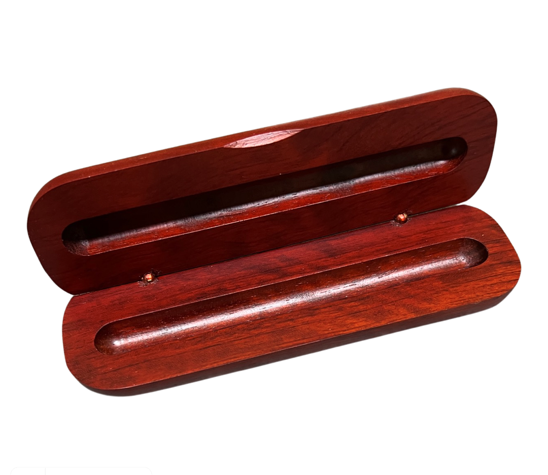 Mahogany Wood Pen Box, 6.75 x 2.125 x 0.875"