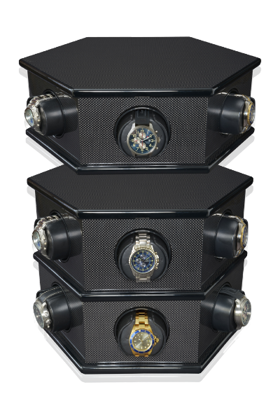 Orbita Carolo Self-Programming 6-Watch Winder in Carbon Fiber