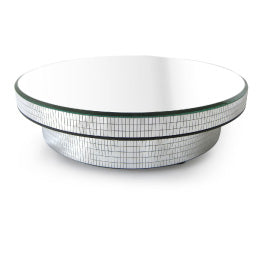 Solar-Powered Silver Turntables w/Mirrored Tops, 11" W