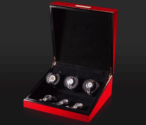 Orbita Artisan "Miniero" Self-Programming 3-Watch Winder in "Red Dragon" Intarsia Case