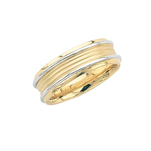 14k 2-Tone Gold Wedding Band 7 mm