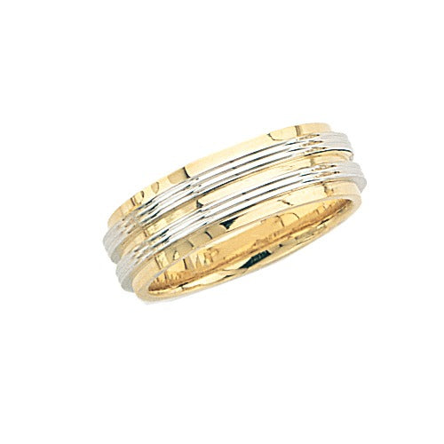 14k 2-Tone Gold Wedding Band 7 mm