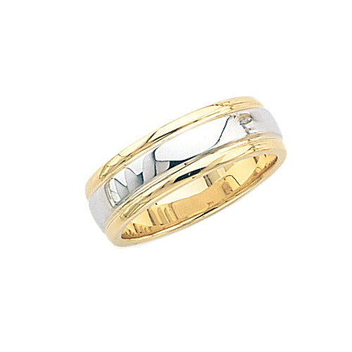 14K Gold 2-Tone Wedding Band 7 mm Size 10