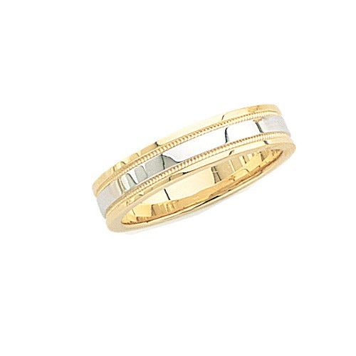 14K Gold 2-Tone Wedding Band w/ Milgrain 5mm Size 12