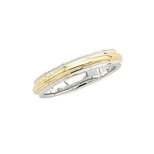 14K Gold 2-Tone Wedding Band w/ Milgrain 4mm Size 11