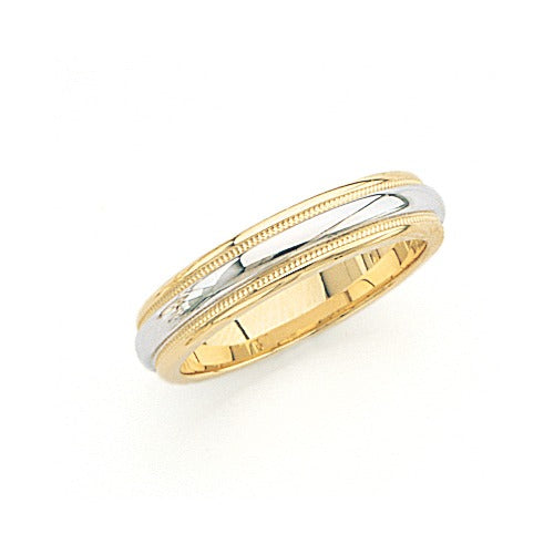 14k Gold 2-Tone Wedding Band w/ Milgrain 5 mm Size 10